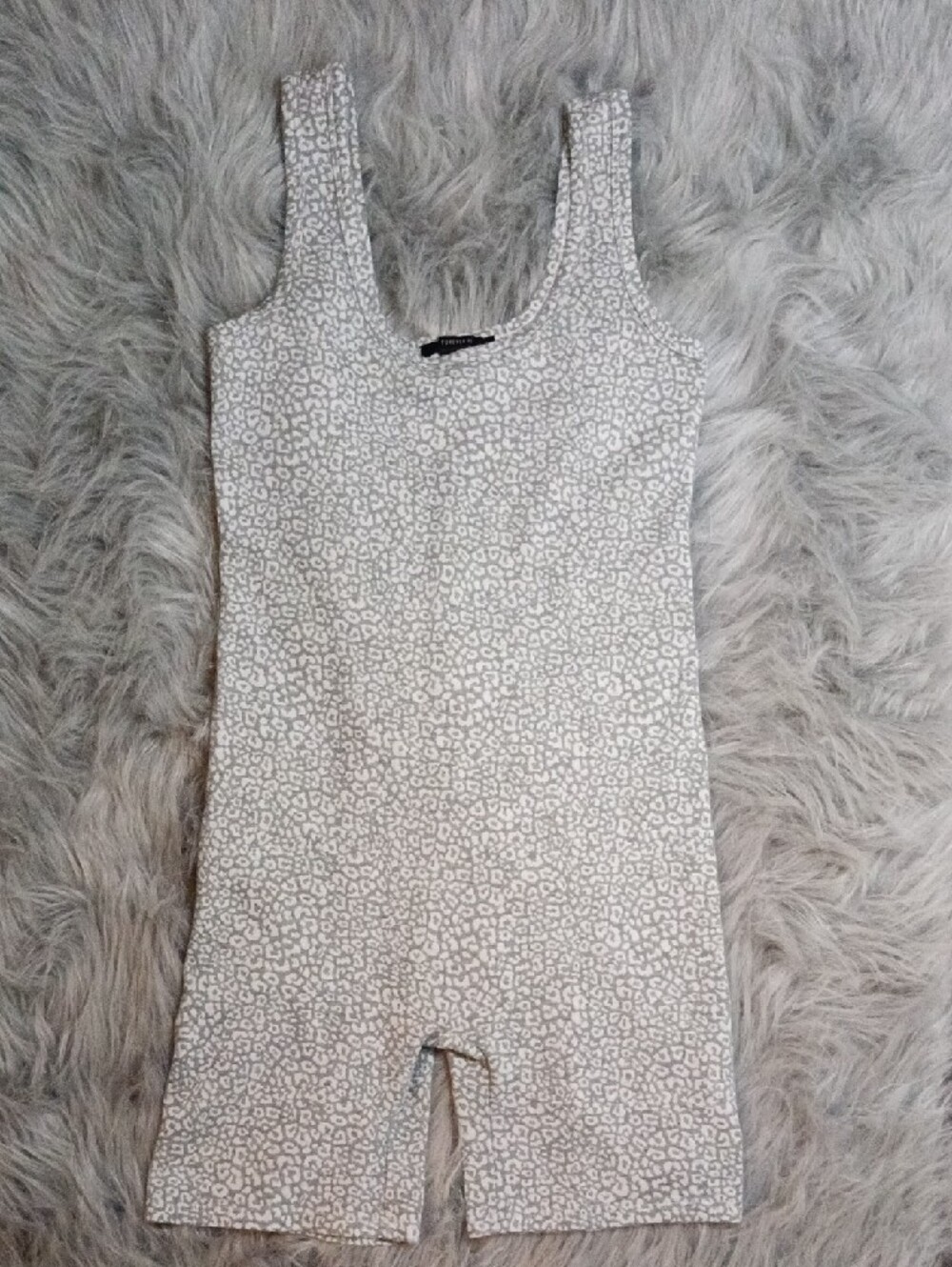 Forever 21 Gray Heather Tank Romper Bodysuit White Small
